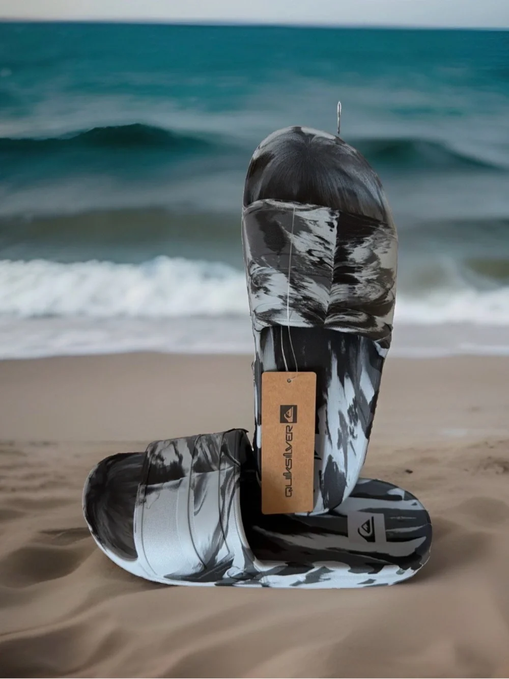 Quiksilver Cloudbreak Men’s Size 9 Slide Sandals. Grey marbled. New with tags.